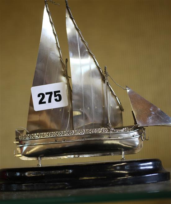 Maltese silver model of a  sailing boat